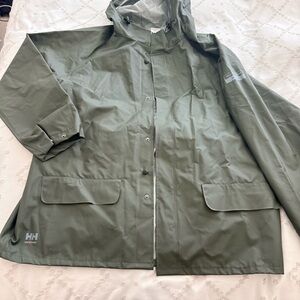 Helly Hansen Mandal Waterproof Jacket - PVC Windproof Jacket Men - Olive Green